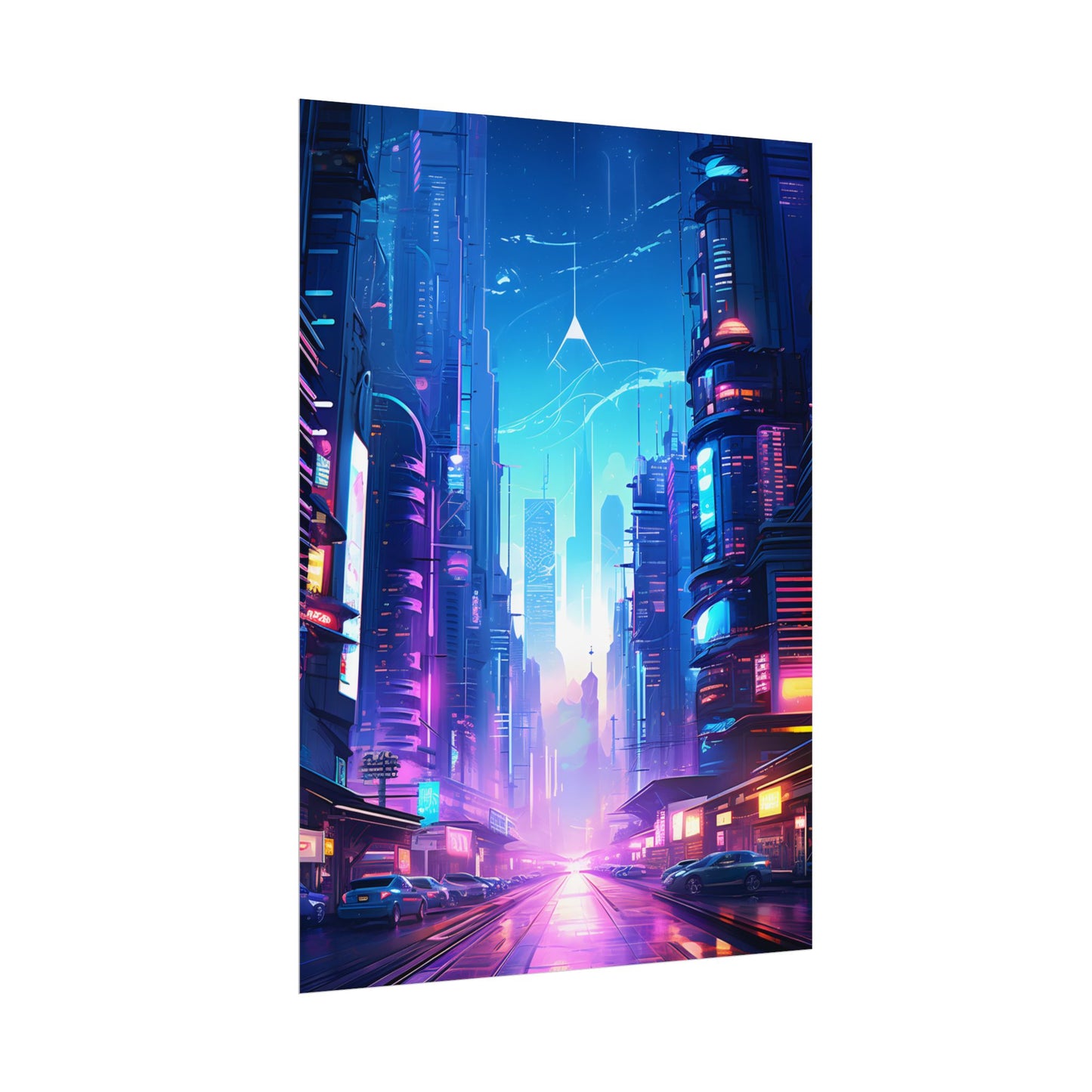 Futuristic Cityscape: Cyberpunk Dystopia Digital Artwork - Poster