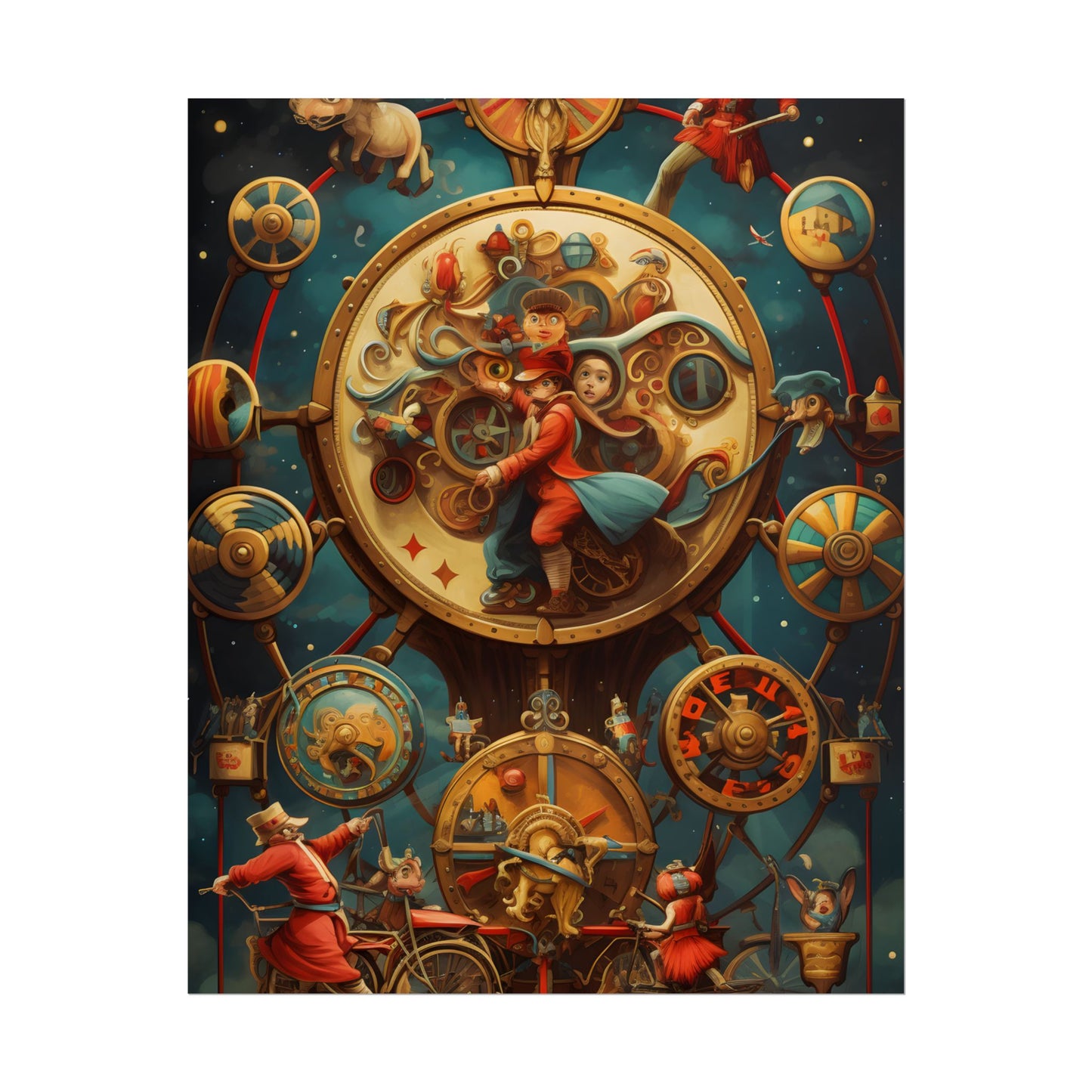 Whimsical Clockwork Circus: Fantastical Mechanical Art - Poster