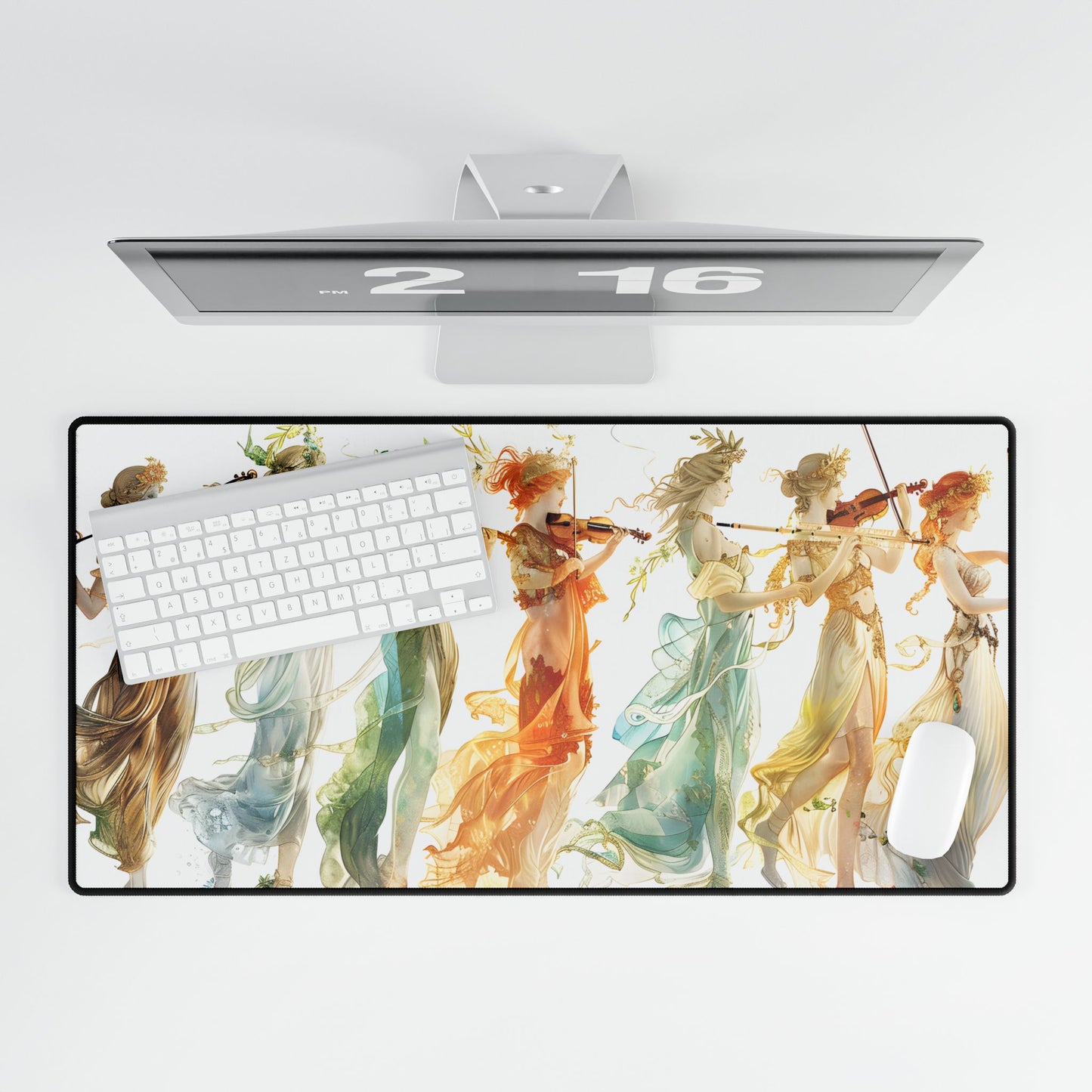 Ethereal Greek Goddesses: Serene Stylized Art - Desk Mat