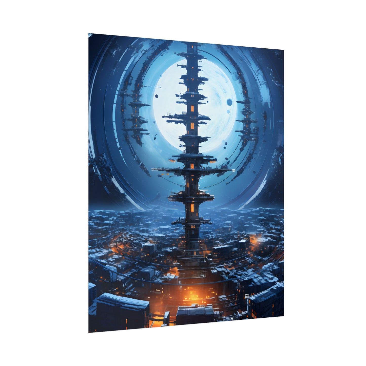 Aetherial Space Station: Low Earth Orbit Digital Art - Poster