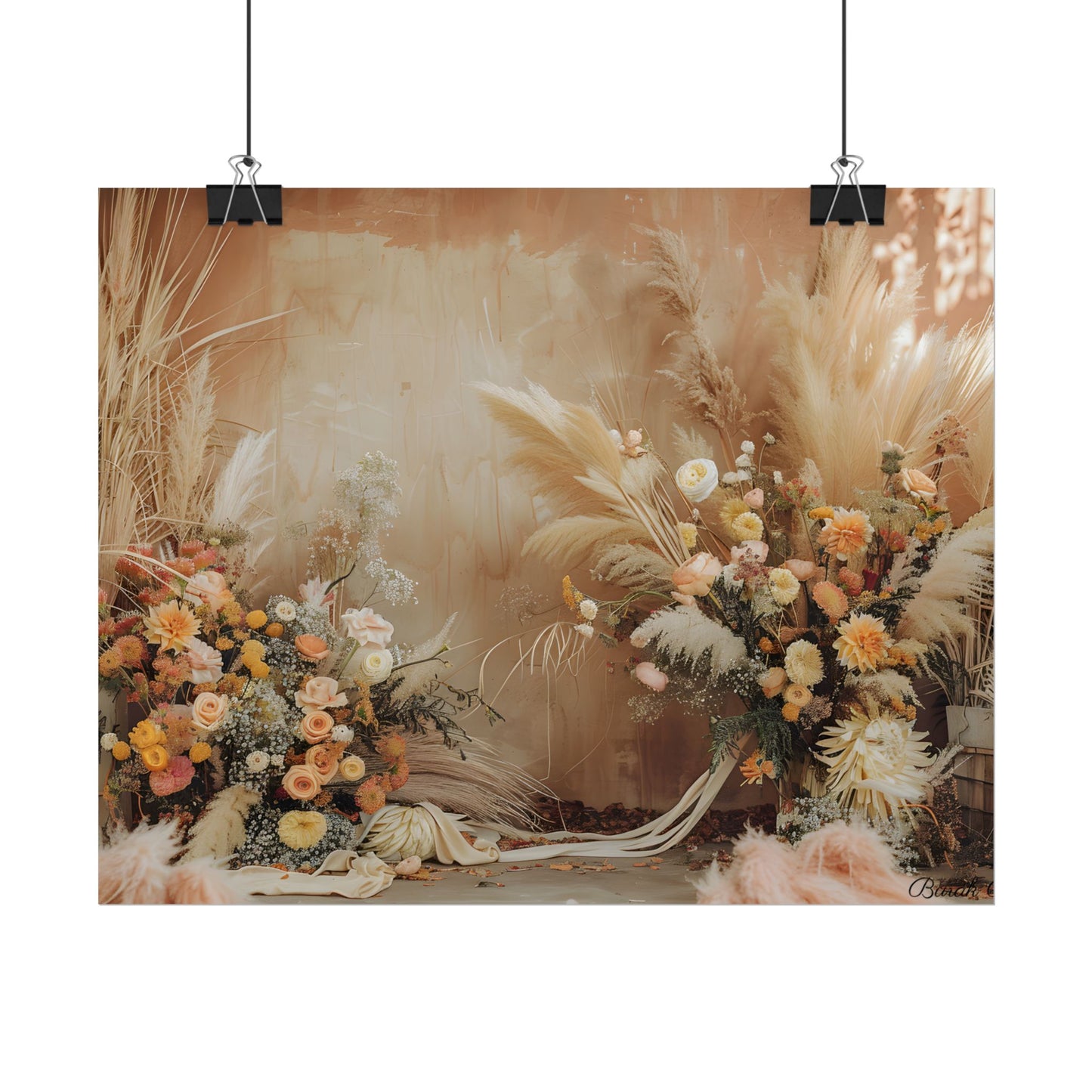 Whimsical Floral Pampas Find: Explore Calming Artwork - Poster