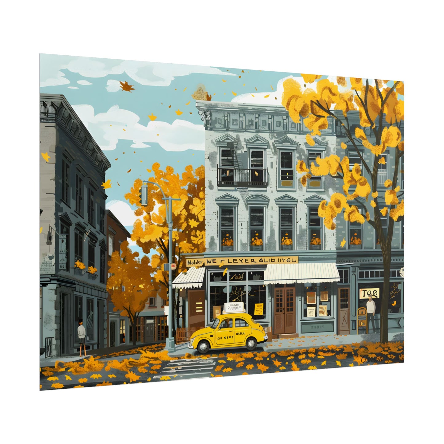 Whimsical Yellow Building: Ornate Illustration Artwork - Poster