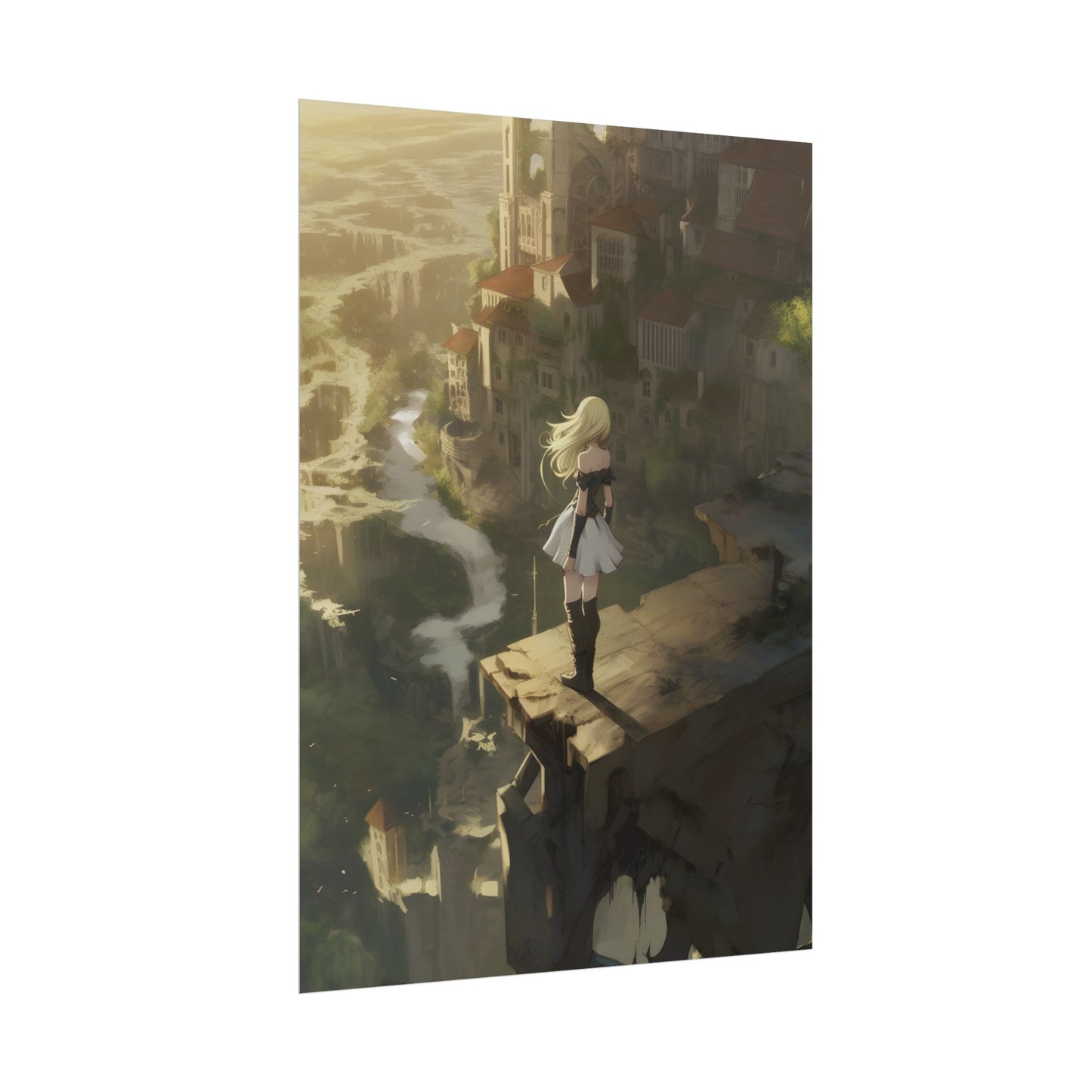 Dramatic Anime Blonde Female Digital Art - Poster