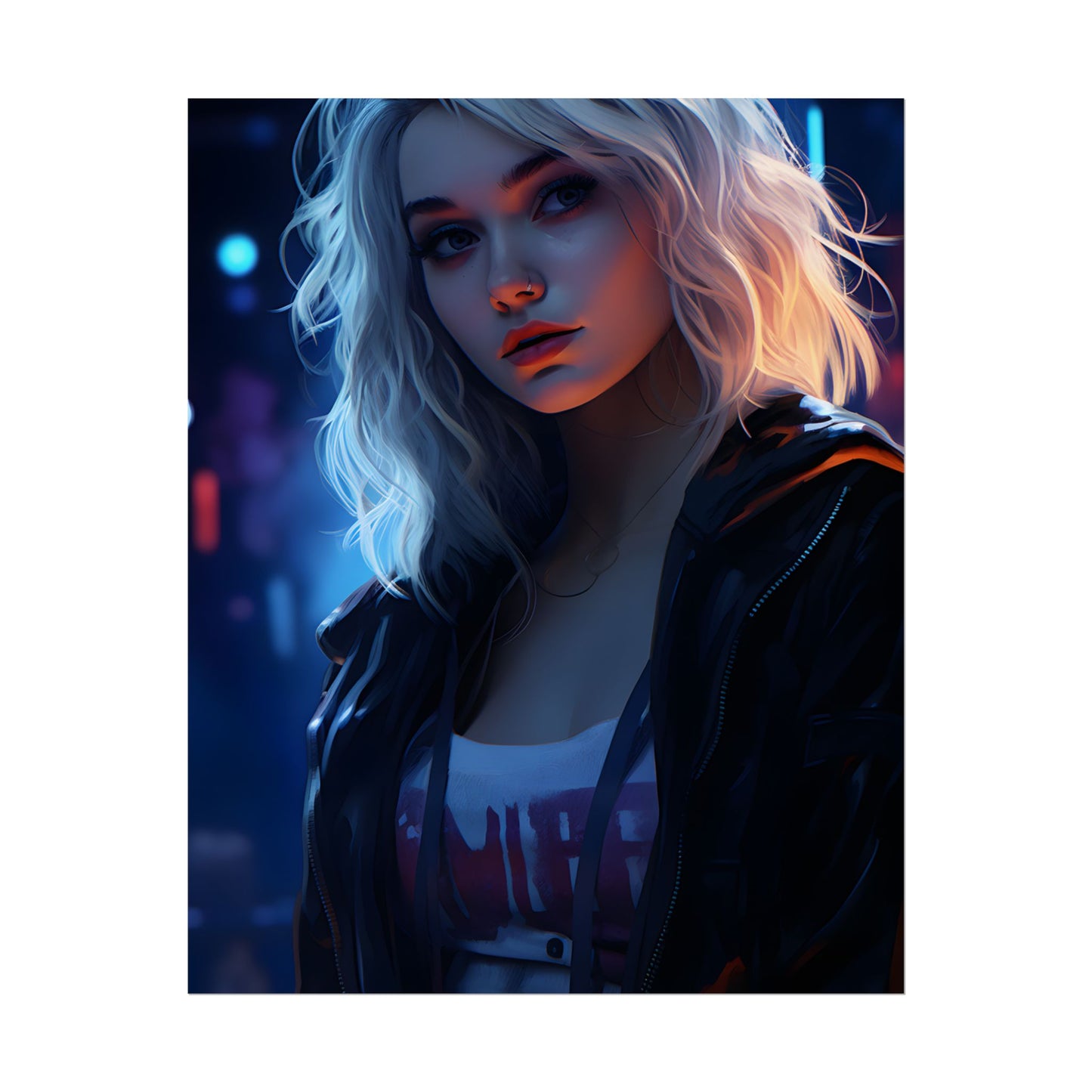 Blonde Portrait: A Teen's Cyberpunk Moment - Poster