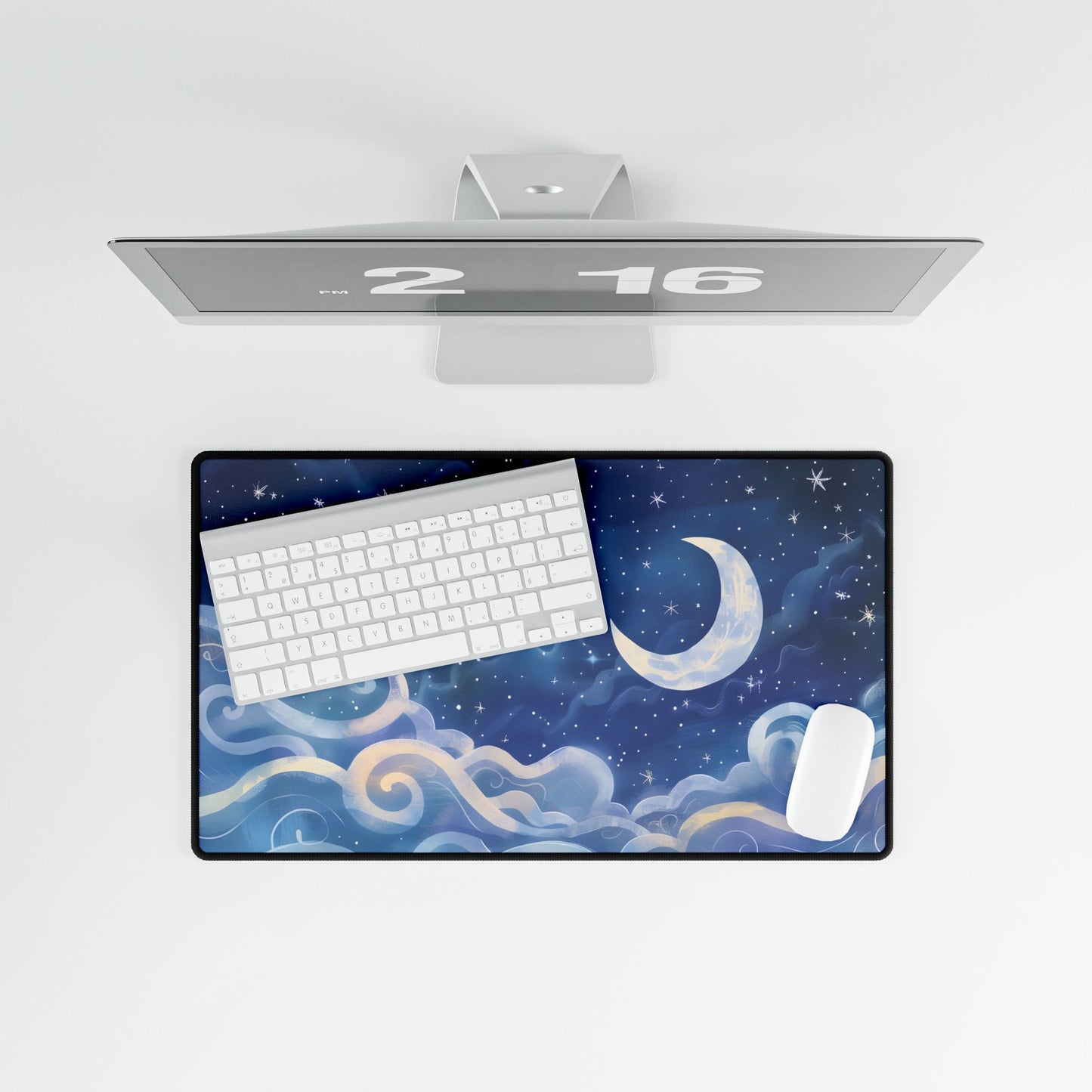 Whimsical Night Sky Dreams: Magical Illustration - Desk Mat