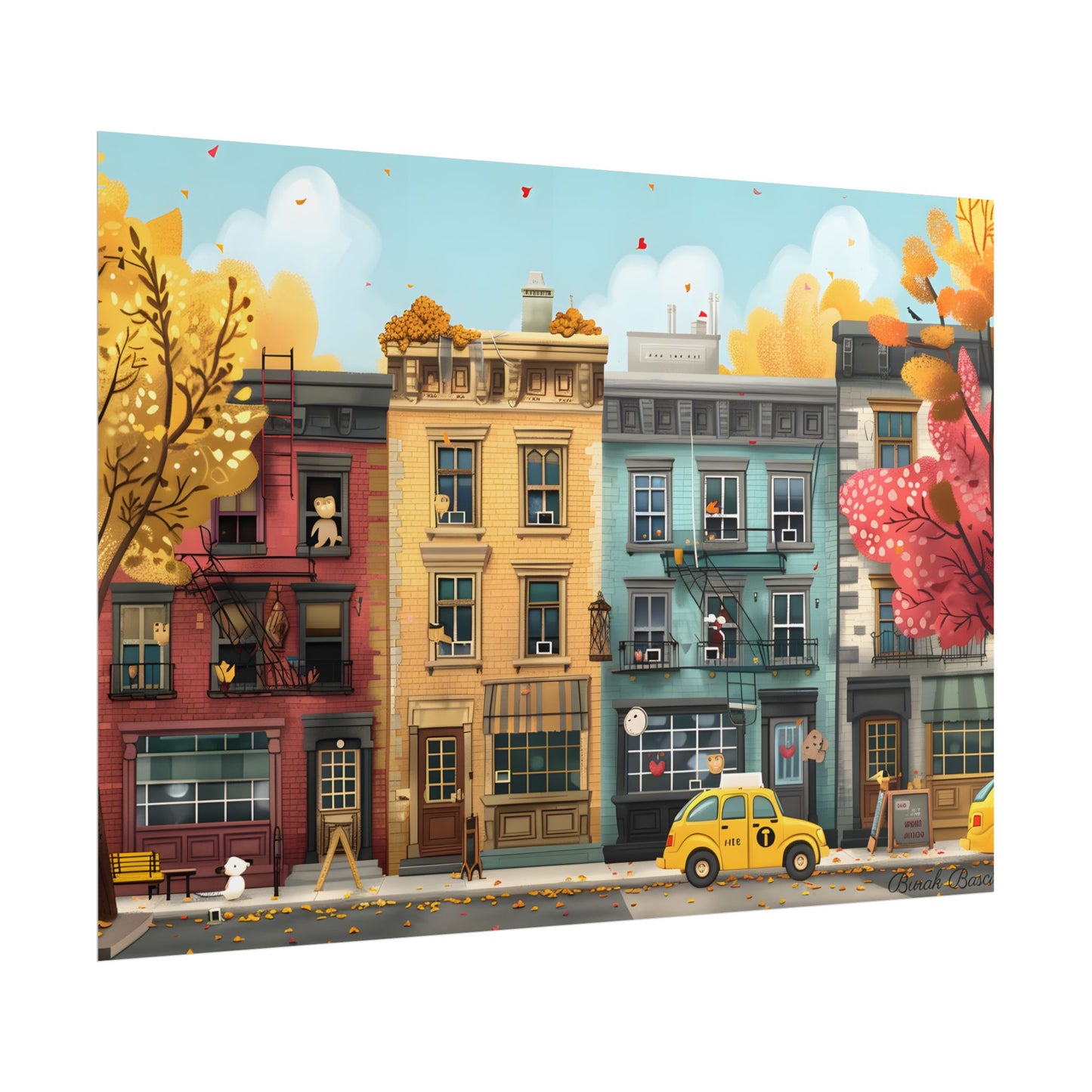Whimsical Wonder: Playful Yellow Building Illustration - Poster