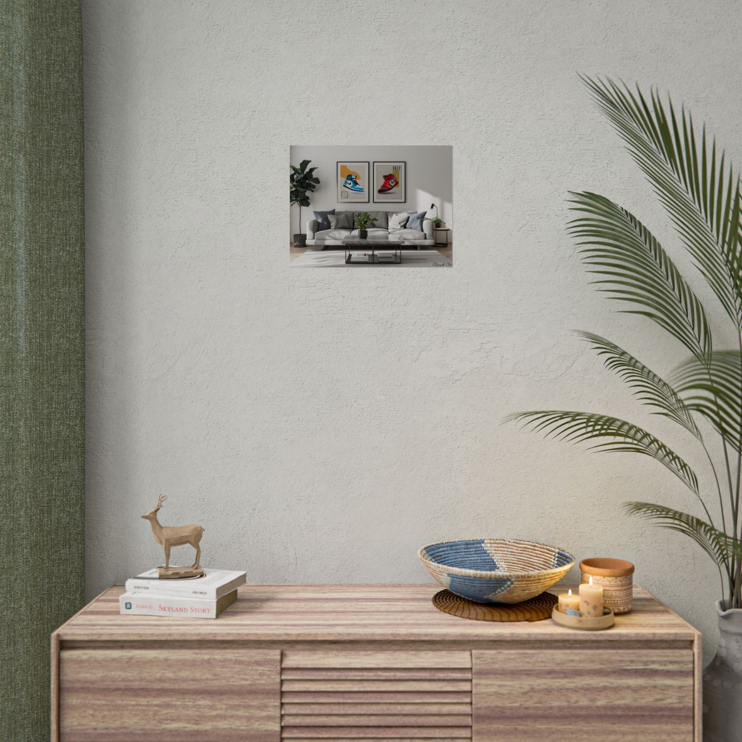 Minimalist Modern Living Room: Neutral Colors & Natural Light Art - Poster