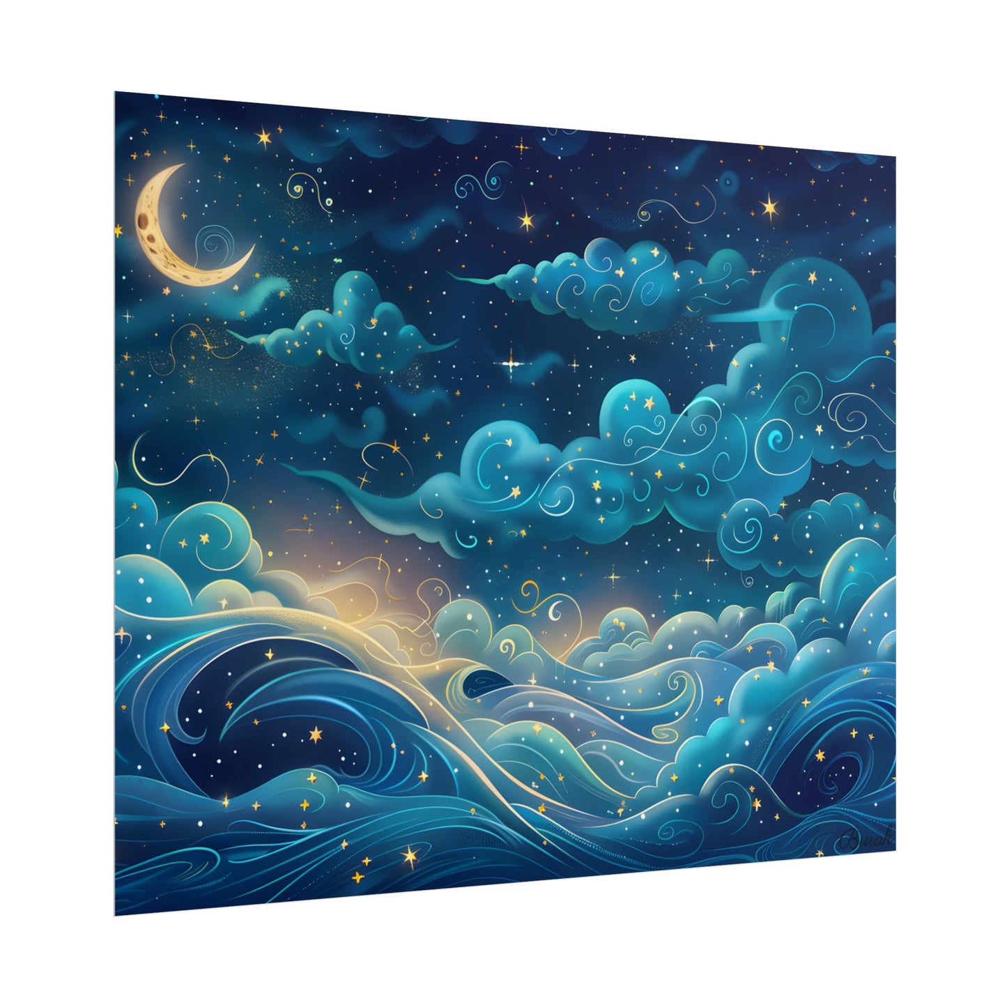 Twinkling Stellar Night Sky: Whimsical Dreamy Artwork - Poster
