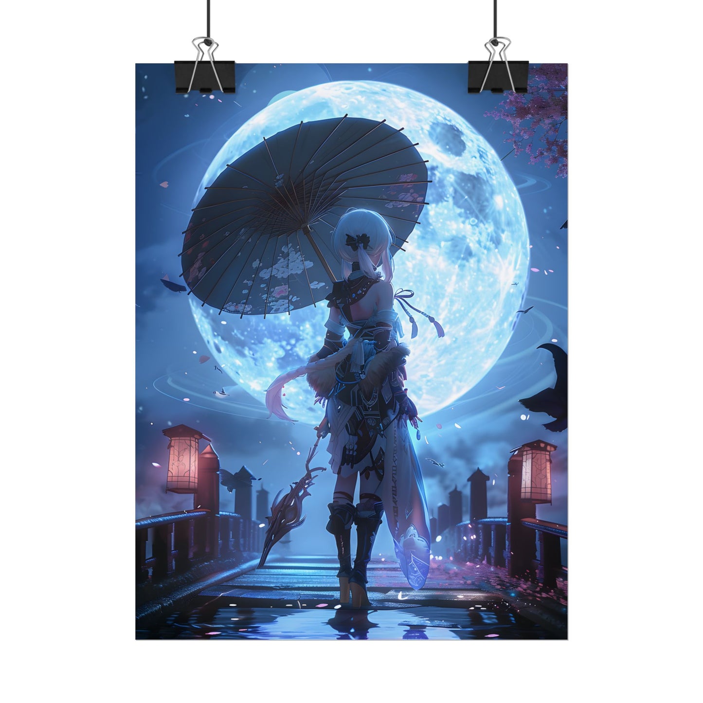 Anime Winter Scene: Girl Holds Umbrella - A Delicate Moment - Poster
