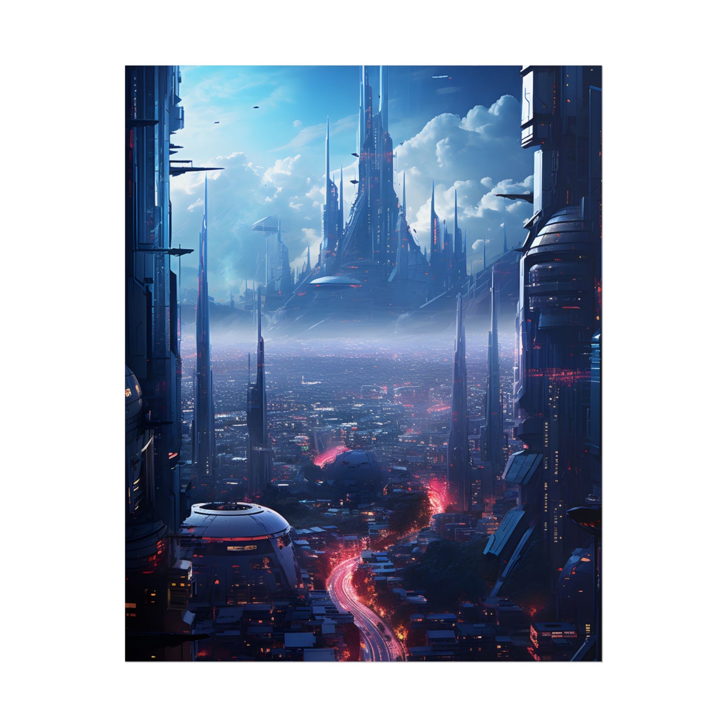 Cyberpunk Dystopia: Neon Cityscape Digital Artwork - Poster