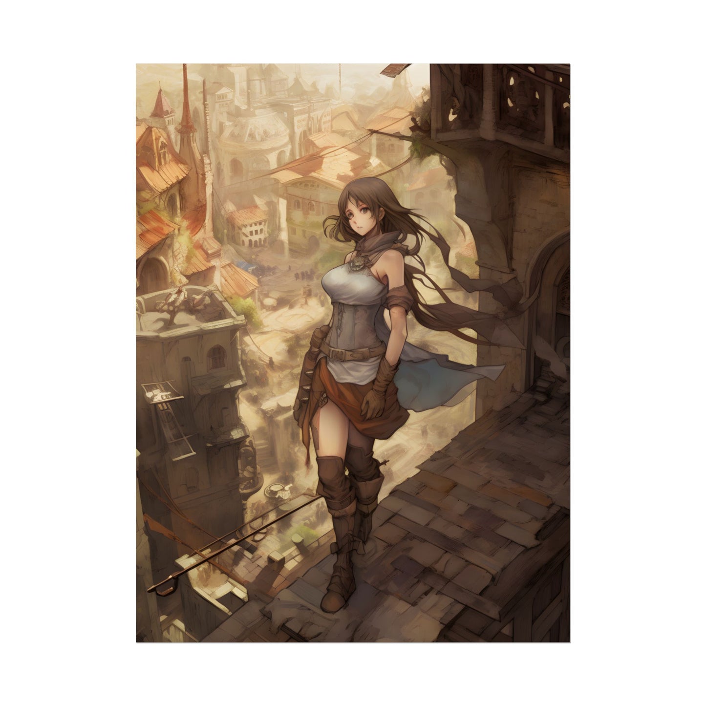 Anime Landscape Serenity: Peaceful Tree Scene Artwork - Poster