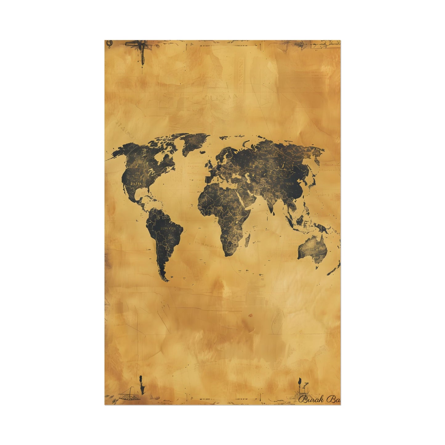 Vintage World Map: Decorative Art Piece - Poster