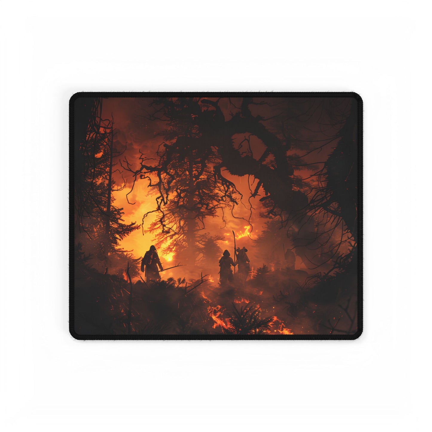 Misty Sunset Forest: Group Gathering - Desk Mat
