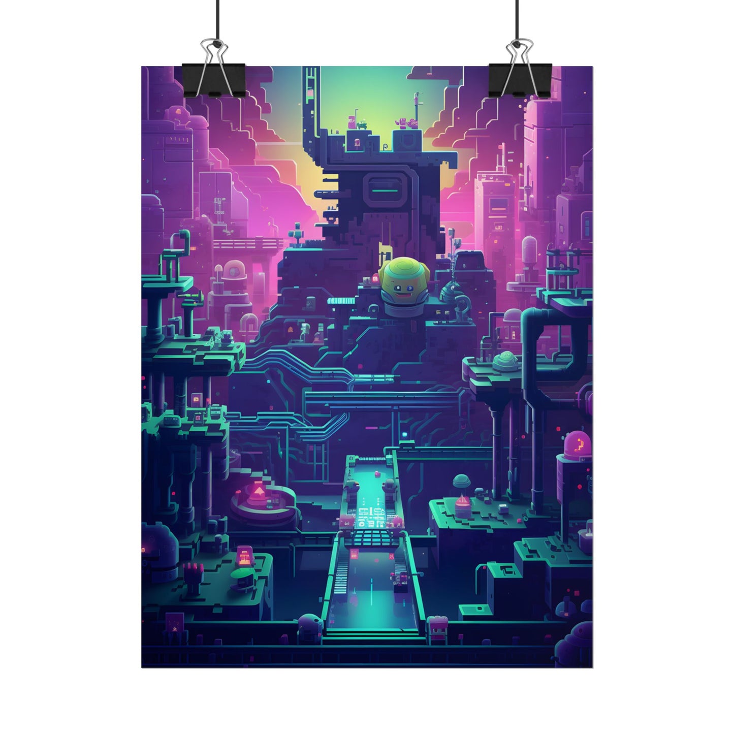 Vibrant Cyber-Pets: Gamified Pixelated Digital Art - Poster