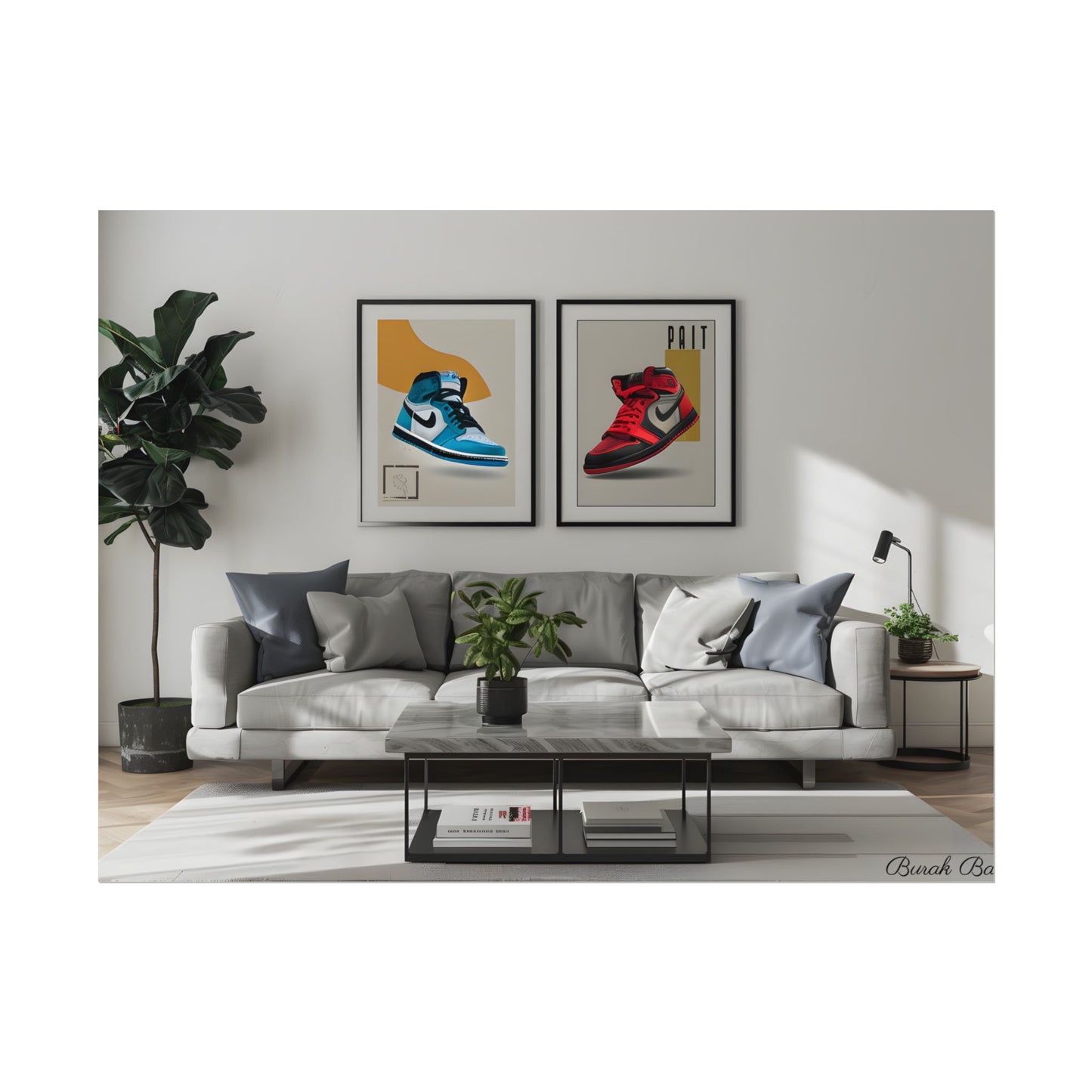 Minimalist Modern Living Room: Neutral Colors & Natural Light Art - Poster