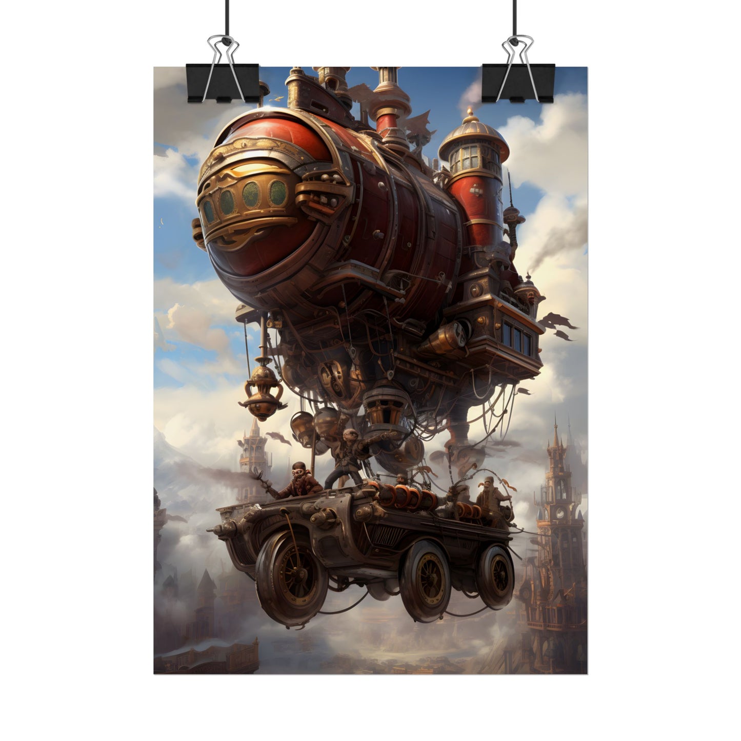 Steampunk Sky Liner Showdown: Vibrant Airship Race - Poster
