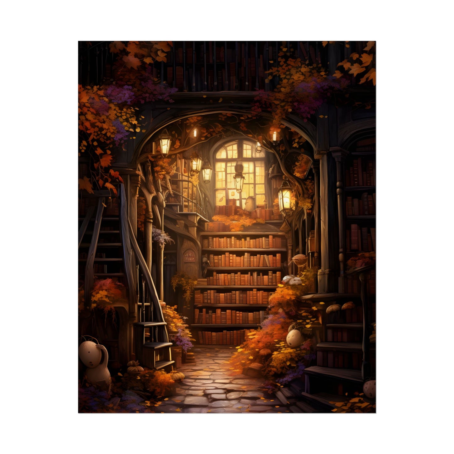 Whimsical Magical Bookshop: Enchanting Artwork in a Hidden Corner - Poster