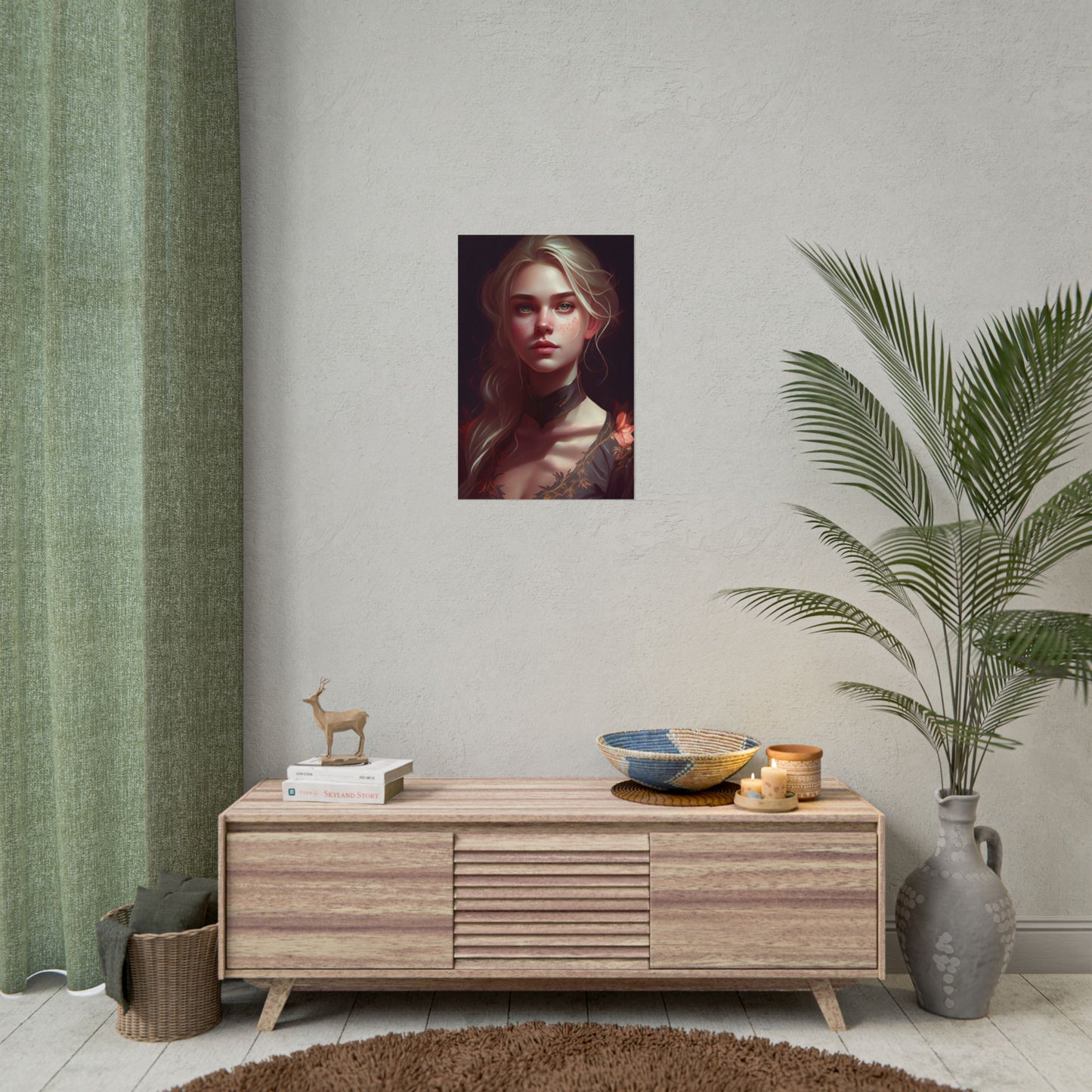 Astonishing Blonde Portrait: Artistic Beauty in Darkness - Poster