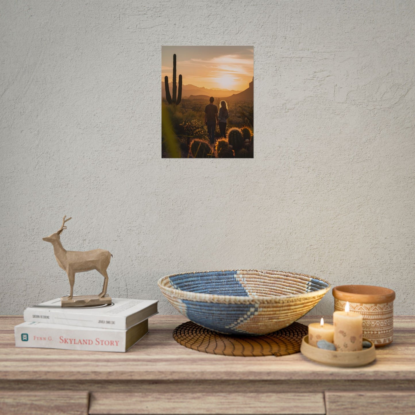 Serene Desert Sunset: Intimate Connection Digital Art - Poster