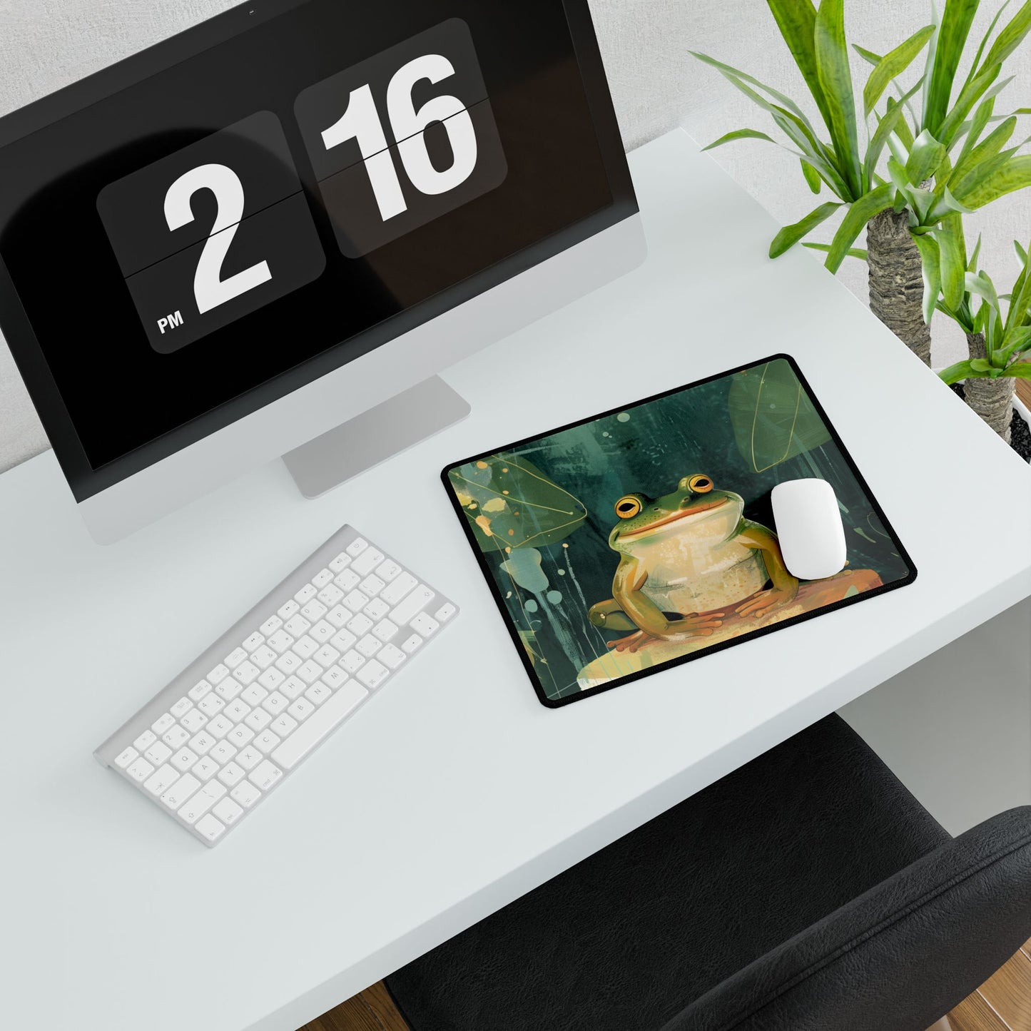 Whimsical Frog Cartoon: Colorful Ta Illustration - Desk Mat