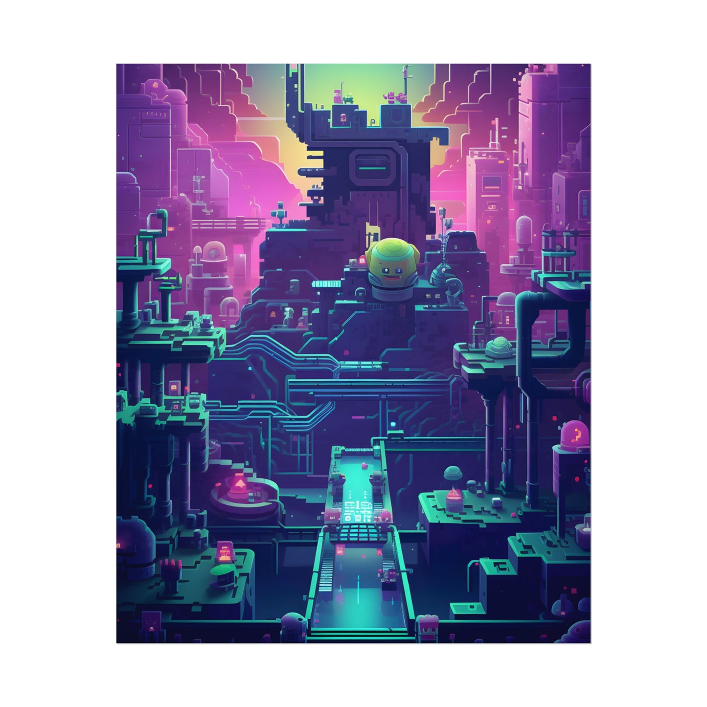 Vibrant Cyber-Pets: Gamified Pixelated Digital Art - Poster