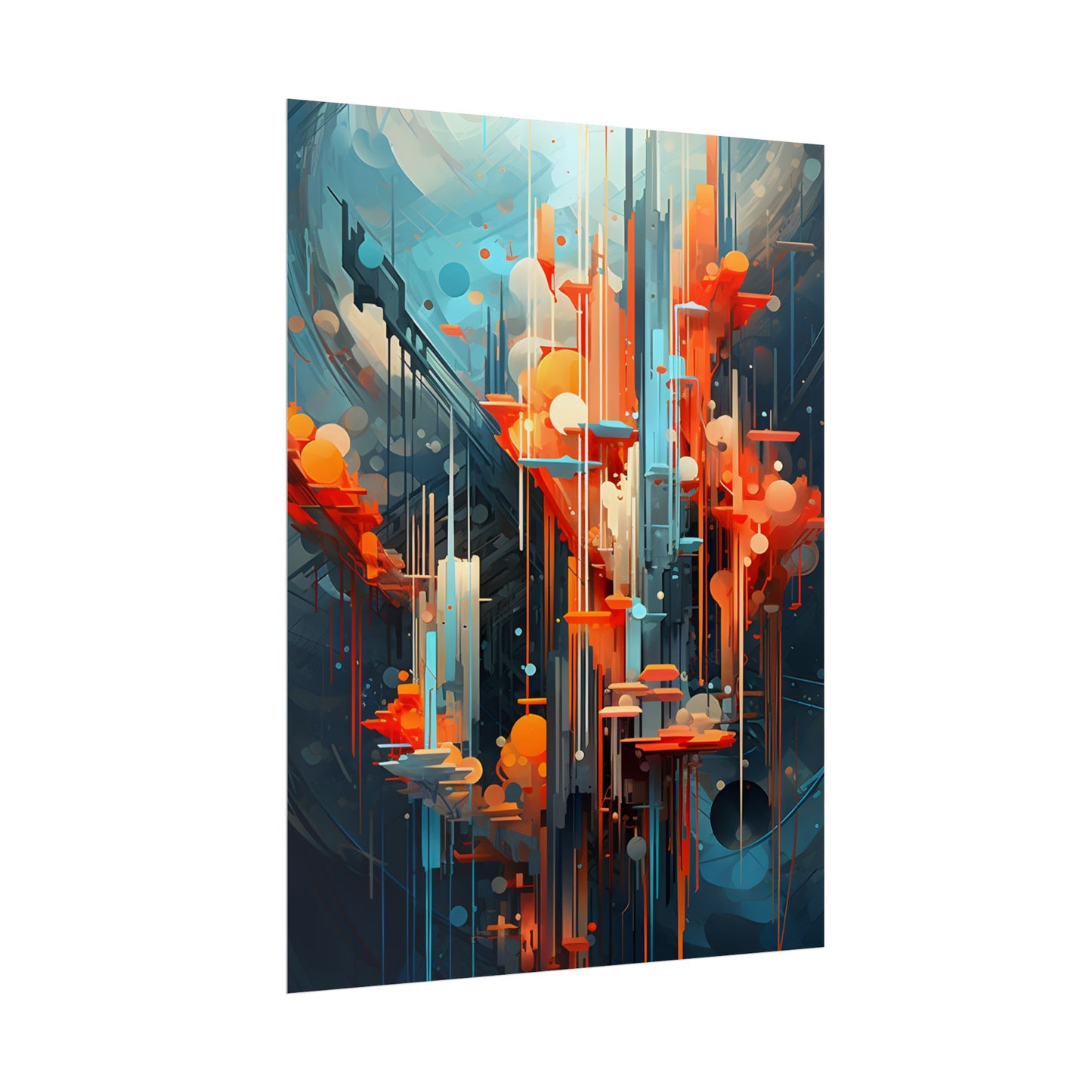 Abstract Cyber Dreamscape: Vibrant Colors and Neon Lights Digital Art - Poster
