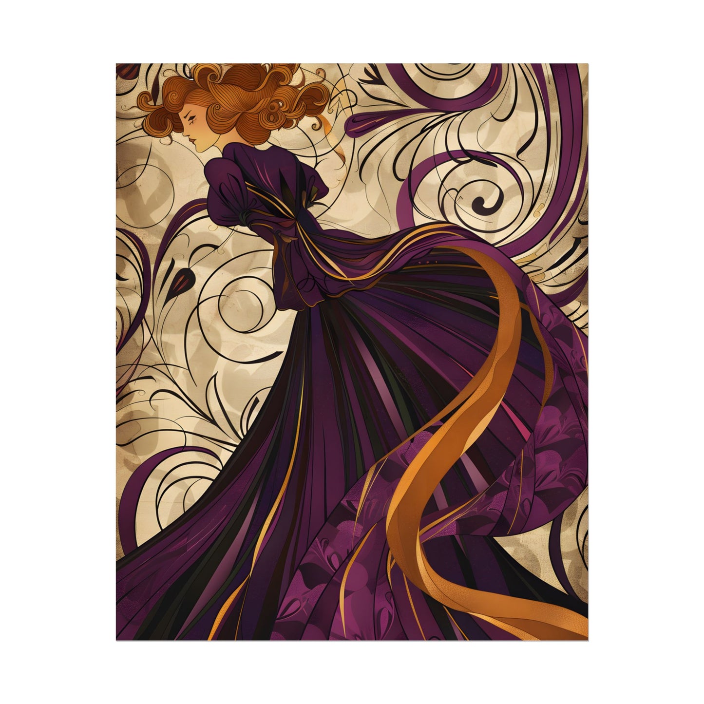 Art Nouveau Masterpiece: Elegant Geometric Design - Poster