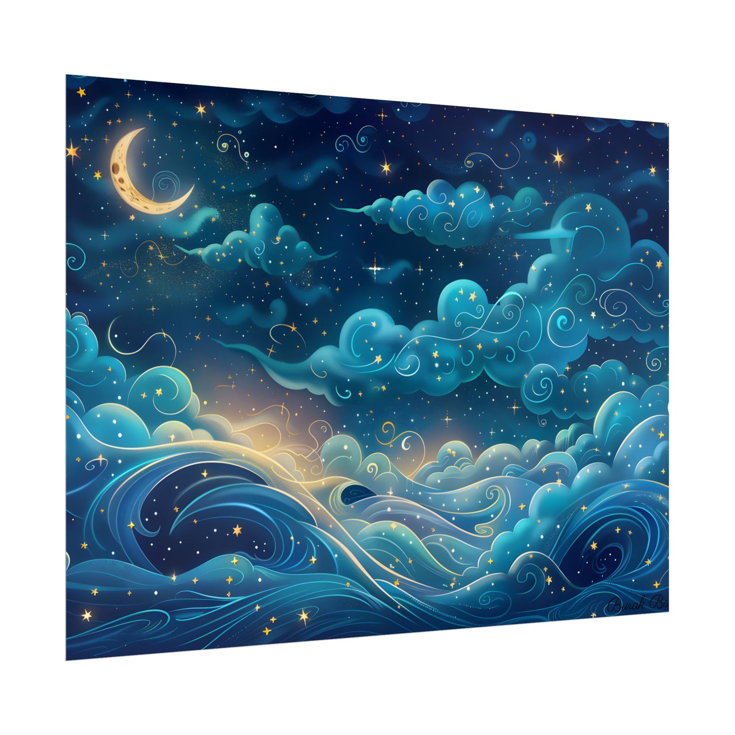 Twinkling Stellar Night Sky: Whimsical Dreamy Artwork - Poster