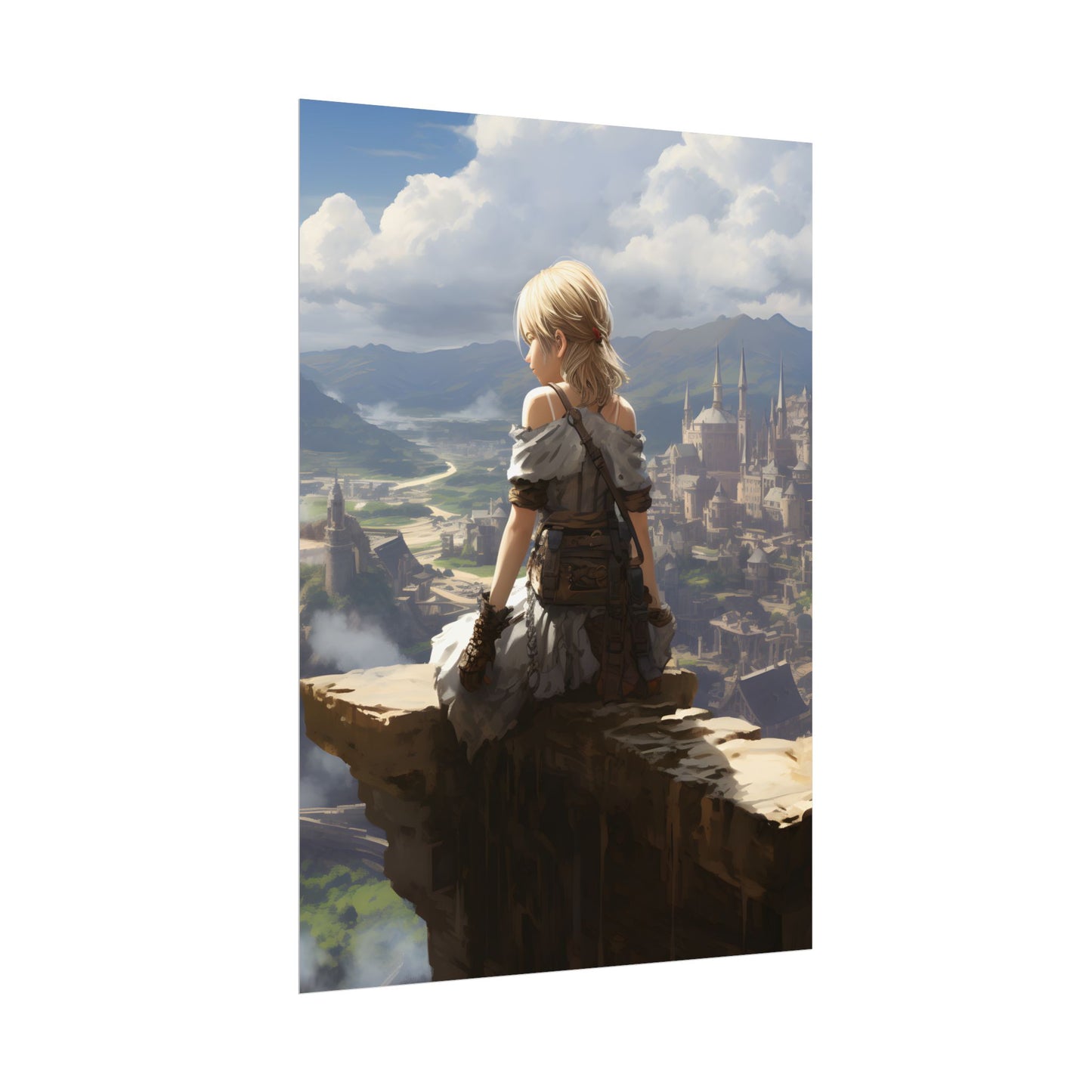Anime Dreams: Flying Blonde Digital Artwork - Poster