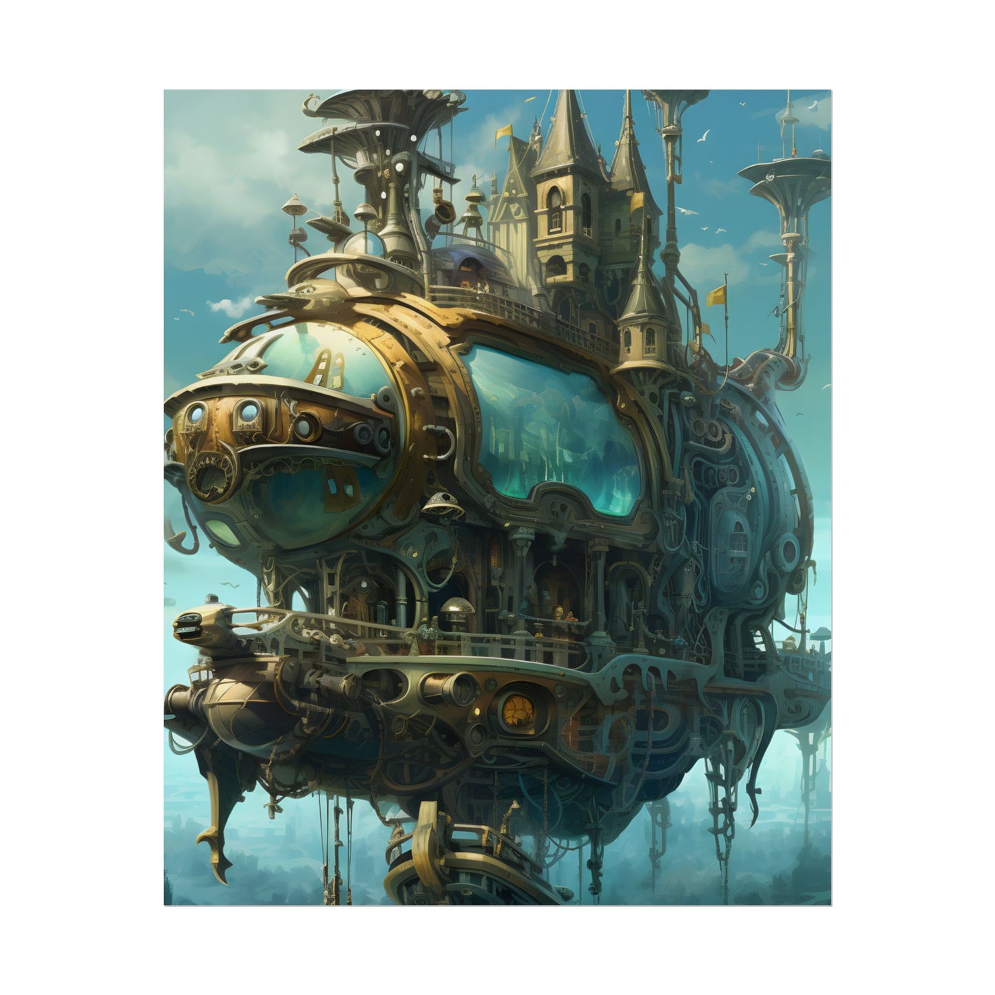 Steampunk Oceanic Adventure: A Crew's Journey Through Mechanical Tides - Poster