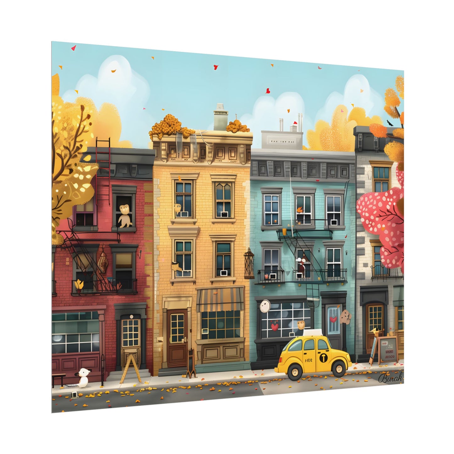Whimsical Wonder: Playful Yellow Building Illustration - Poster