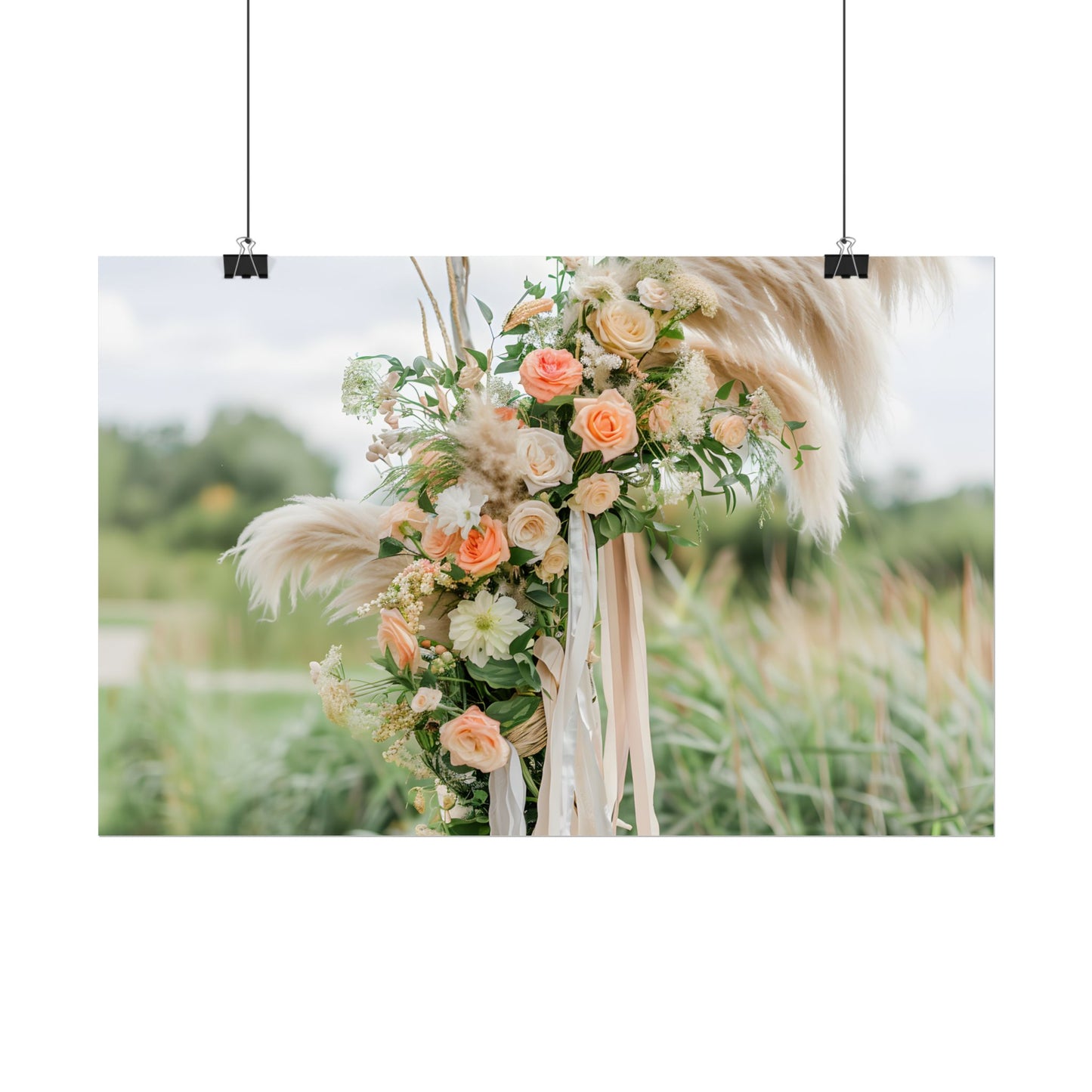 Whimsical Floral Wonders: Vibrant Pampas Garden Art - Poster