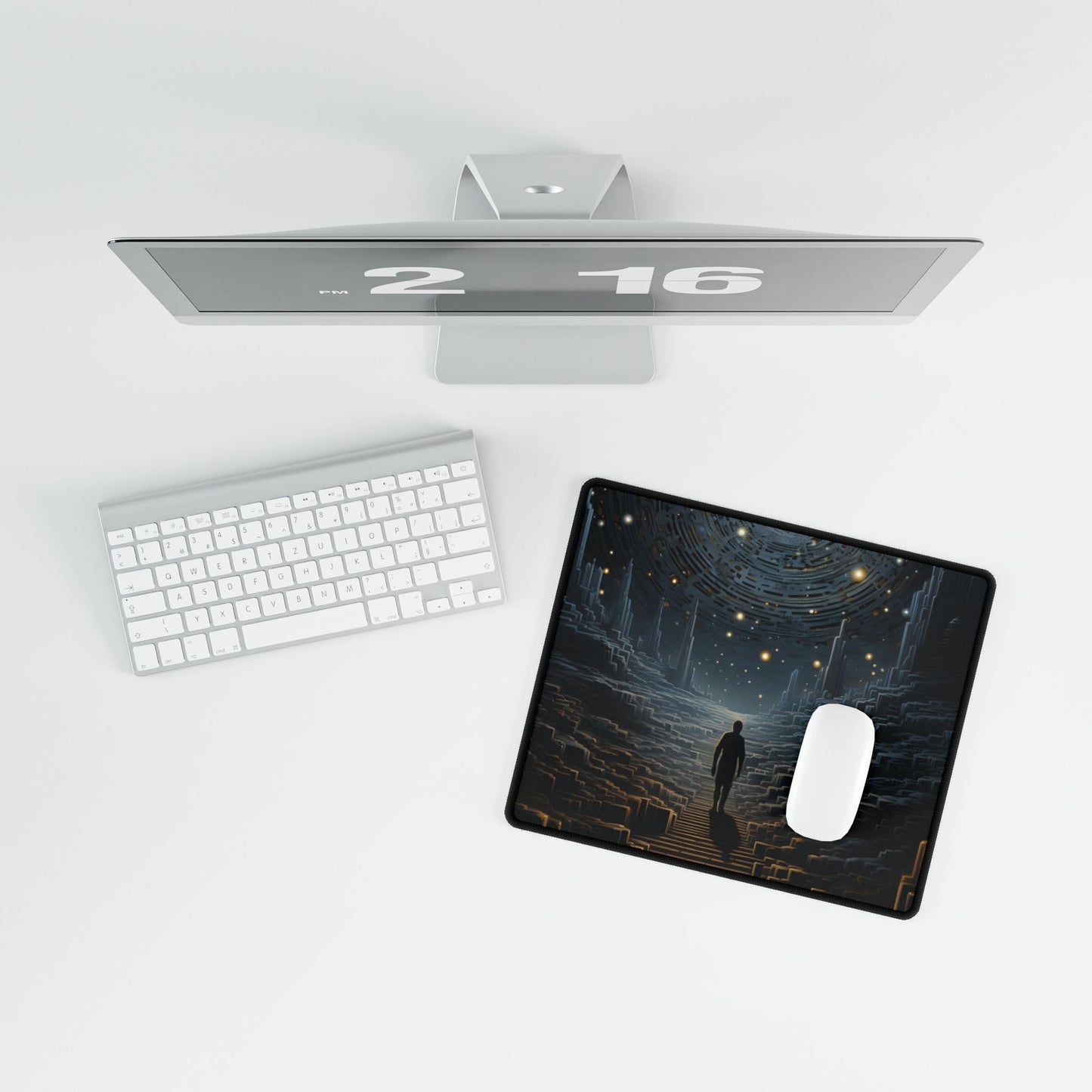 Cosmic Journey: Digital Art with Galaxy Stars - Desk Mat