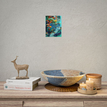 Vibrant Paper Quilling Beach Landscape: Relaxed Summer Art - Poster