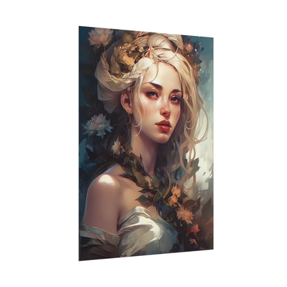 Dramatic Blonde Portrait: Red Hues Digital Art - Poster