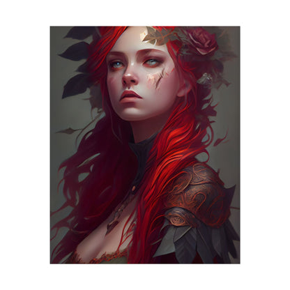 Intimate Red Hair Portrait: Artistic Female Figure in Black Dress - Poster