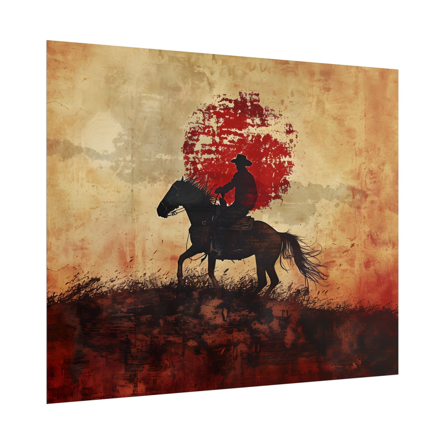 Dynamic Rodeo Scene: Earthy Tones of a Thrilling Ride - Poster