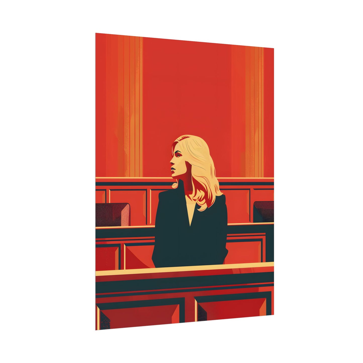 Elegant Woman in White: Modern Art Portrait - Poster