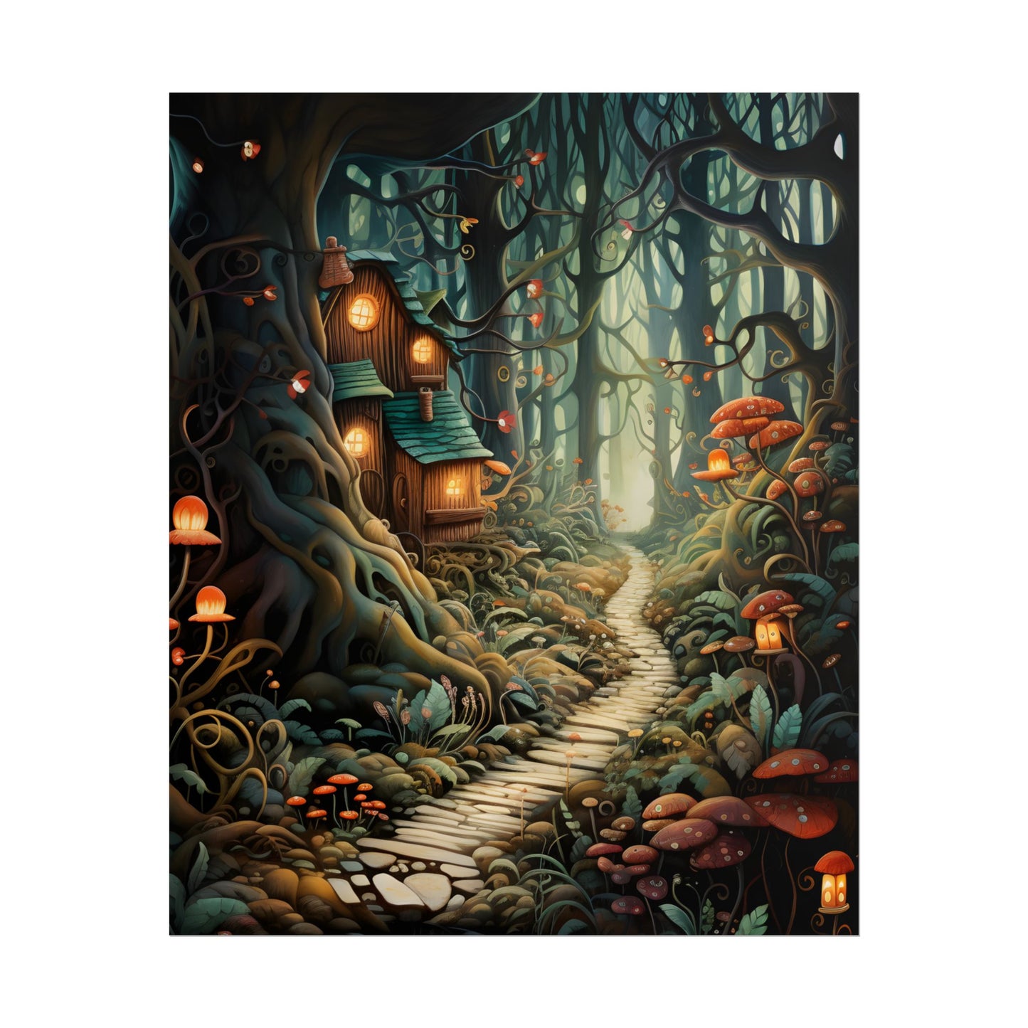 Whimsical Cartoon Forest Scene - Poster