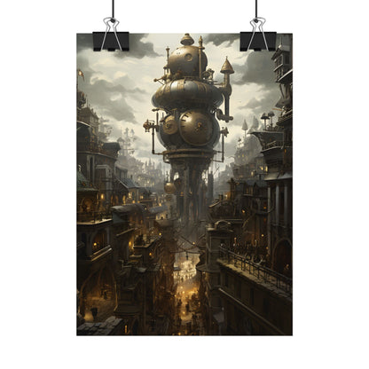 Vibrant Steampunk City: A World of Wonder - Poster