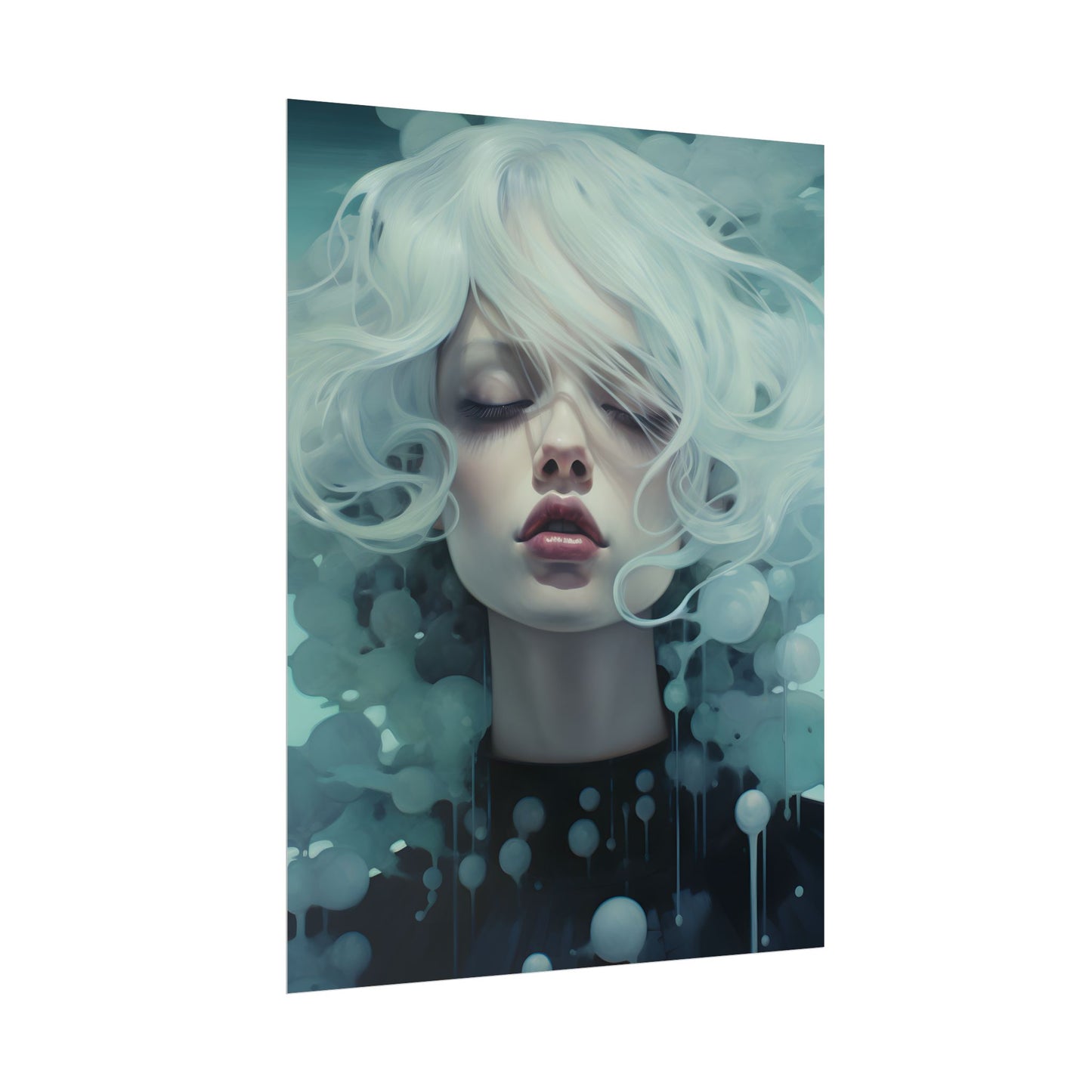 Candid Moment: Person in Reflection - Black and White Photography - Poster