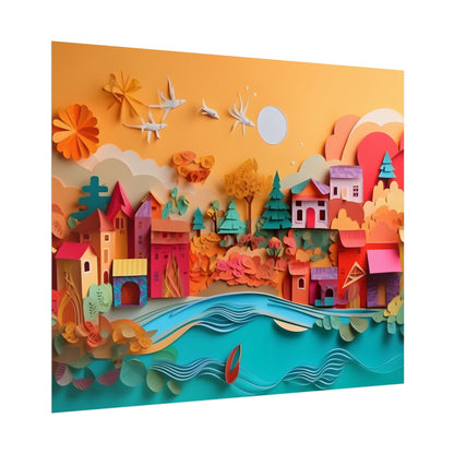 Epic Sunset Beach: Magical Paper Quilling Artwork - Poster