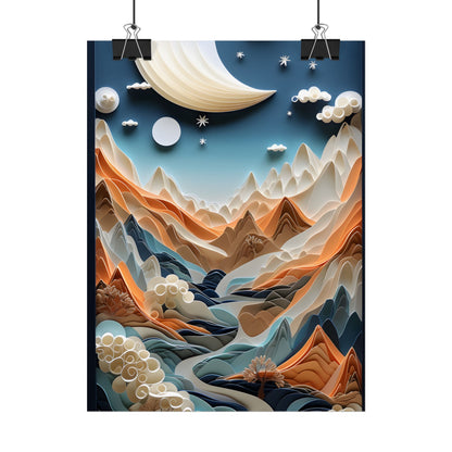 Vibrant European Quilled Landscape: Intricate Paper Art - Poster
