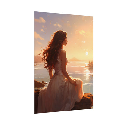 Vibrant Beach Scene: Summer Day with Sun-Kissed Figure - Poster