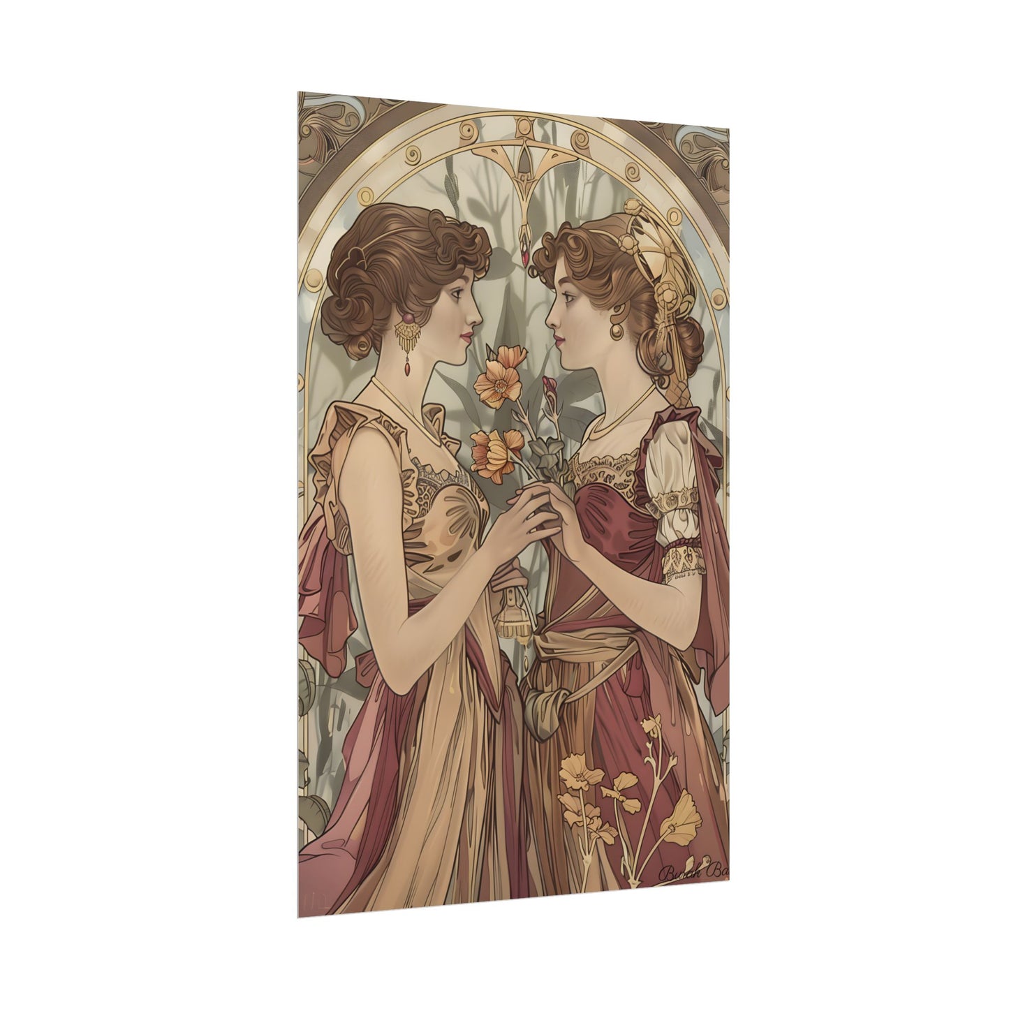 Middle Eastern Floral Beauty: Traditional Attire Digital Art - Poster