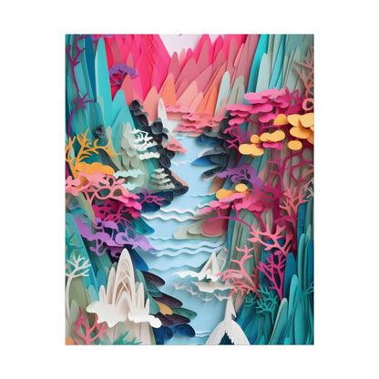 Japanese Paper Quilling Craft: Vibrant Landscape Art - Poster