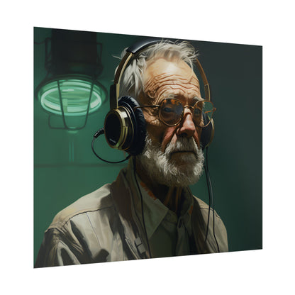 Old Man Connected: Sci-Fi Headset Experiment Digital Art - Poster