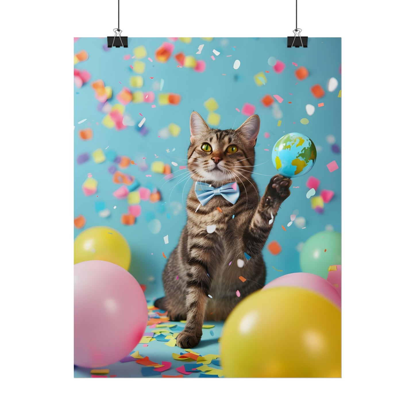 Whimsical Cat in Bow Tie: Close-Up Art Print - Poster