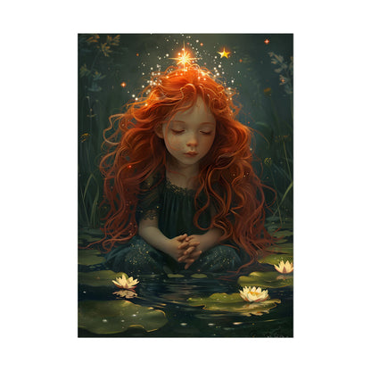 Sparkly Redhead Daydream: Young Girl Digital Art - Poster