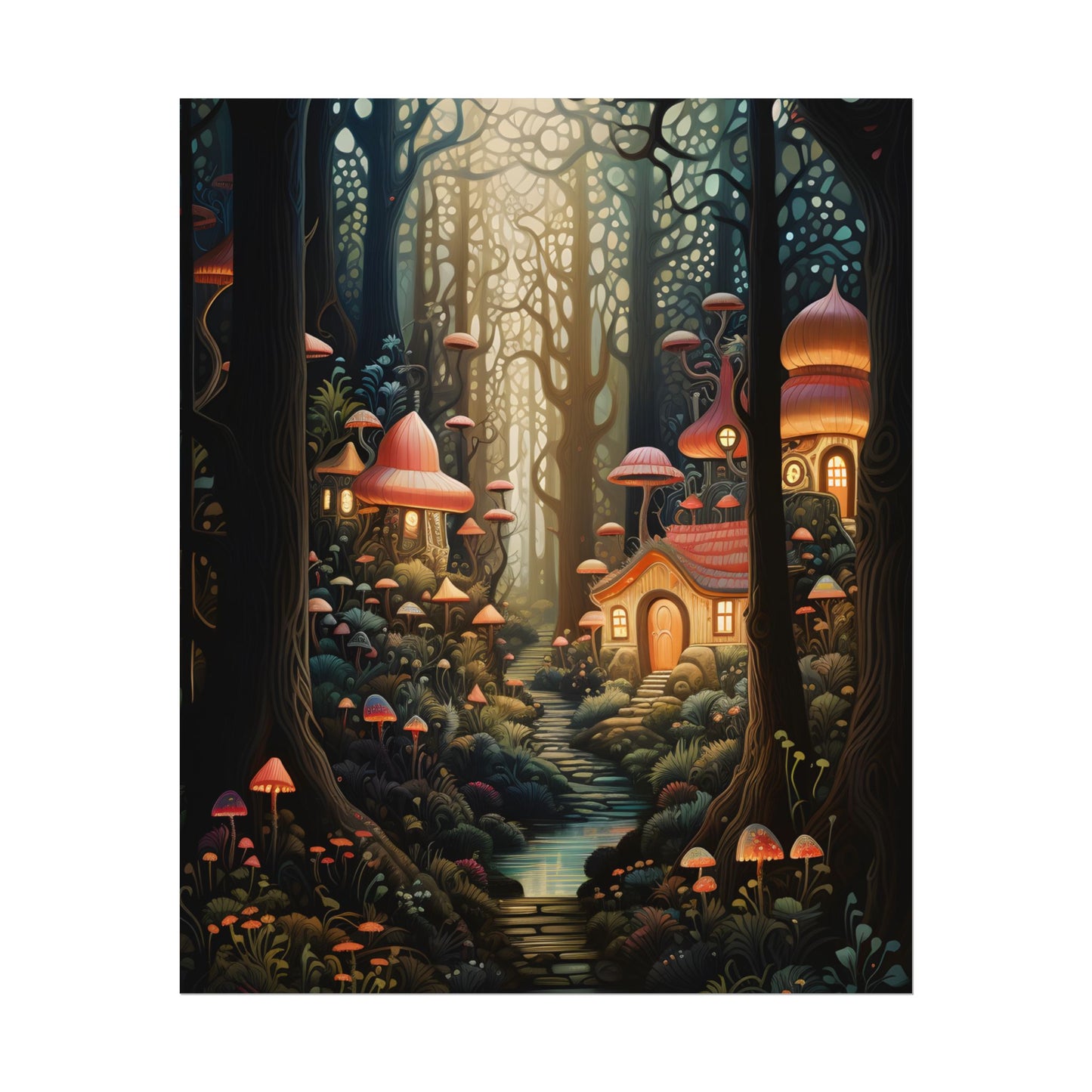 Whimsical Enchanted Forest: Illustrative Artwork - Poster
